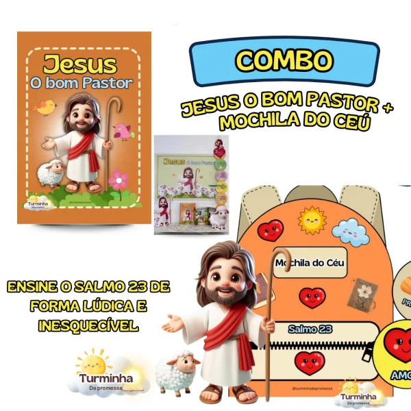 COMBO: JESUS O BOM PASTOR + MOCHILA DO CEÚ